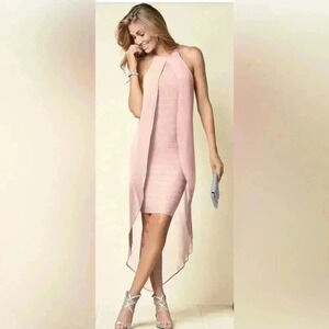 🌸VENUS Chiffon Overlay Bandage Bodycon Pink Dress Sleeveless Sexy Slimming🌸 NWOT